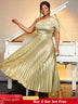 Shiny gold one shoulder dresses for women 