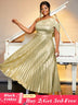 Shiny gold one shoulder dresses for women 