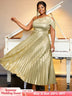 Shiny gold one shoulder dresses for women 