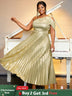 Shiny gold one shoulder dresses for women 
