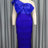 AOMEIDRESS One Shoulder Tassel Dresses Sexy Big Bow Ruffles Wedding Guest Occassion Blue / S