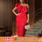 AOMEIDRESS One Shoulder Tassel Dresses Sexy Big Bow Ruffles Wedding Guest Occassion Red / S