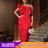 AOMEIDRESS One Shoulder Tassel Dresses Sexy Big Bow Ruffles Wedding Guest Occassion Red / S