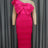AOMEIDRESS One Shoulder Tassel Dresses Sexy Big Bow Ruffles Wedding Guest Occassion Rose / S