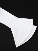 AOMEIDRESS One Sleeve Dress Asymmetric Neck Flare Sleeve Button Gowns