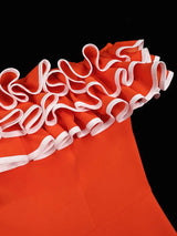AOMEIDRESS Orange A Line Off Shoulder Dress Slash Neck 3D Ruffles
