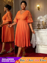 AOMEIDRESS Orange Dresses for Women Formal Half Flare Sleeves Wedding Guest Outfits Orange / S