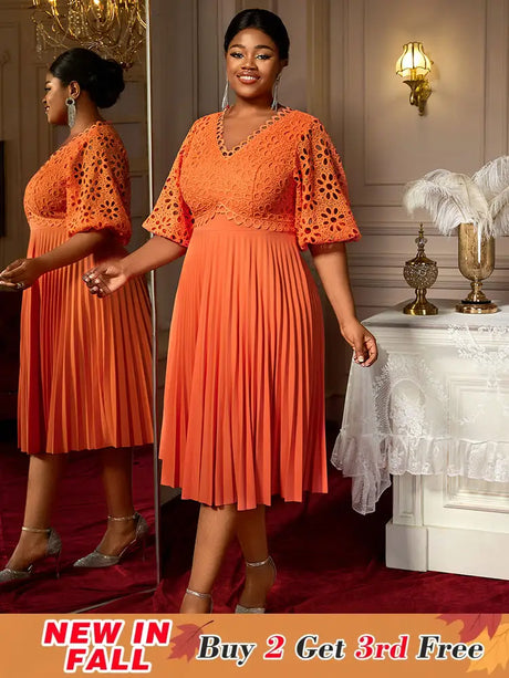AOMEIDRESS Orange Dresses for Women Formal Half Flare Sleeves Wedding Guest Outfits Orange / S