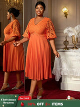 AOMEIDRESS Orange Dresses for Women Formal Half Flare Sleeves Wedding Guest Outfits Orange / S