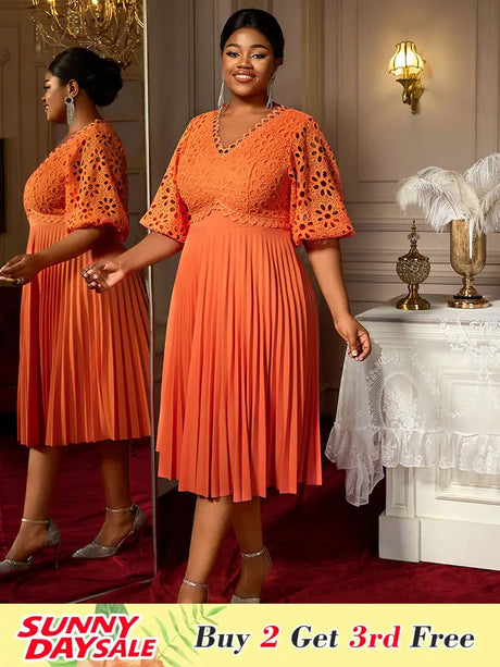 AOMEIDRESS Orange Dresses for Women Formal Half Flare Sleeves Wedding Guest Outfits Orange / S