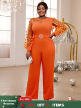 o neck long sleeve jumpsuit for women