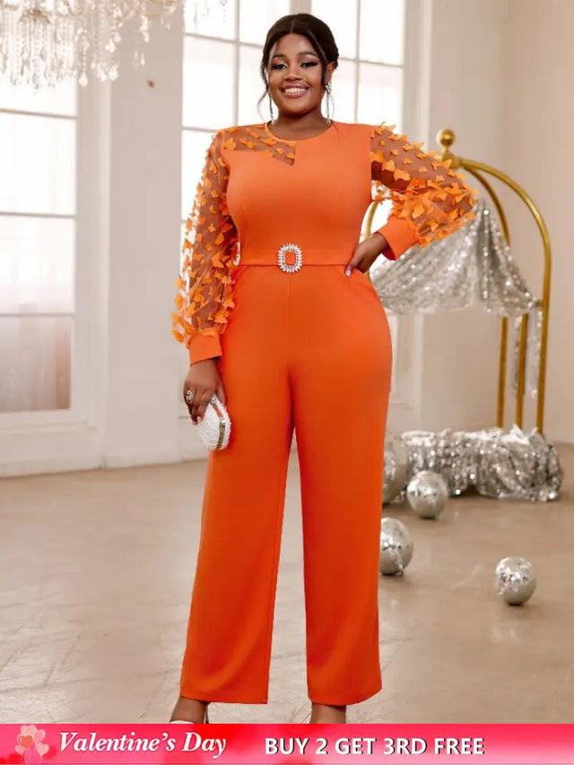 o neck long sleeve jumpsuit for women