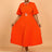 AOMEIDRESS Orange Mid Calf Dresses O Neck Half Puff Sleeves Wedding Guest Dress Orange / 0XL