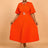 AOMEIDRESS Orange Mid Calf Dresses O Neck Half Puff Sleeves Wedding Guest Dress Orange / 0XL