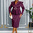 AOMEIDRESS Package Hip Dress with Rhinestone Collar Belt Peplum Hem Wine / L