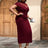 AOMEIDRESS Party Dress Lace Patchwork Bodycon Church Event Wine / S