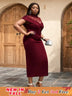AOMEIDRESS Party Dress Lace Patchwork Bodycon Church Event Wine / S