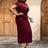 AOMEIDRESS Party Dress Lace Patchwork Bodycon Church Event Wine / S