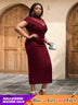 AOMEIDRESS Party Dress Lace Patchwork Bodycon Church Event Wine / S
