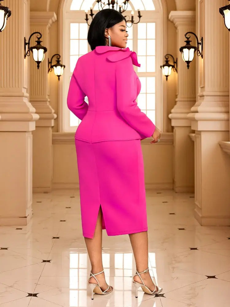 Solid Color Long Sleeve Women Dress, Simple and Formal