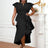 AOMEIDRESS Party Dresses High Slit Ruffles Cap Sleeves Wedding Guest Party Birthday Gowns Black / S