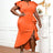AOMEIDRESS Party Dresses High Slit Ruffles Cap Sleeves Wedding Guest Party Birthday Gowns Orange / S