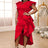 AOMEIDRESS Party Dresses High Slit Ruffles Cap Sleeves Wedding Guest Party Birthday Gowns Red / S