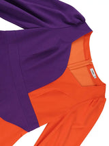 AOMEIDRESS Peplum Color Block Dress with Puff Sleeve for Party Office