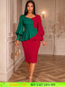 AOMEIDRESS Peplum Colorblock Dress Puff Sleeves Church Office Party Red / S