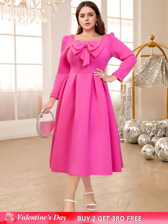 square collar a line dresses for women