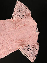 AOMEIDRESS Pink Lace Dresses for Women Bodycon Feather Patchwork