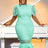 AOMEIDRESS Pink Lace Dresses for Women Bodycon Feather Patchwork Green / S