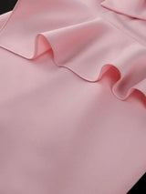 AOMEIDRESS Pink Long Dresses for Women Formal Salsh Neck Wedding Guest Dress