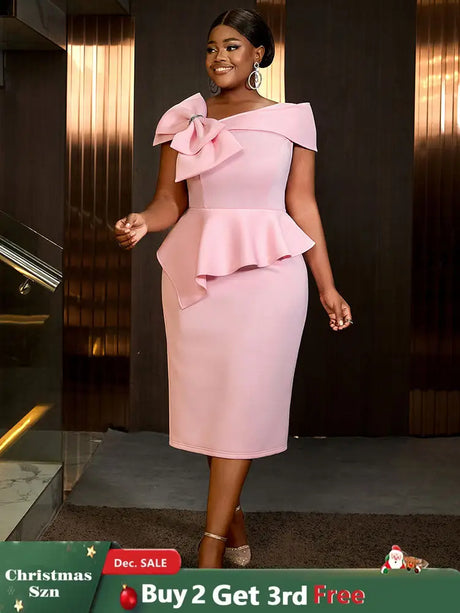 AOMEIDRESS Pink Long Dresses for Women Formal Salsh Neck Wedding Guest Dress Pink / S