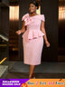 AOMEIDRESS Pink Long Dresses for Women Formal Salsh Neck Wedding Guest Dress Pink / S