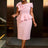 AOMEIDRESS Pink Long Dresses for Women Formal Salsh Neck Wedding Guest Dress Pink / S
