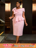 AOMEIDRESS Pink Long Dresses for Women Formal Salsh Neck Wedding Guest Dress Pink / S