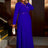 AOMEIDRESS Pink Maxi Pleated Dress Irregular Glitter Neck High Waist Blue / S