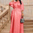 AOMEIDRESS Pink Satin Shirt Dress Elastic A Line Puff Sleeves Waist Pink / L