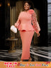 AOMEIDRESS Pink Sweet Dress Mesh Patchwork Butterfly Lantern Sleeve Pink / S