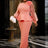 AOMEIDRESS Pink Sweet Dress Mesh Patchwork Butterfly Lantern Sleeve Pink / S