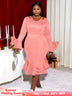 Pink Bodycon Long Sleeve Dress