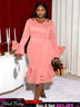 Pink Bodycon Long Sleeve Dress