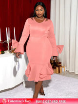 Pink Bodycon Long Sleeve Dress