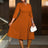 AOMEIDRESS Pleated A-Line Midi Dress V Neck 3/4 Sleeves High Waist