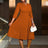 AOMEIDRESS Pleated A-Line Midi Dress V Neck 3/4 Sleeves High Waist