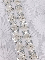 AOMEIDRESS Pleated Chiffon Dress Patchwork Lace Sequin Puff Sleeves