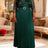 AOMEIDRESS Pleated Chiffon Dress with Shiny Mesh 3D Flower Belt Party DarkGreen / L