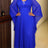 AOMEIDRESS Pleated Chiffon Prom Dress V Neck Beading Batwing Sleeves - Blue / L