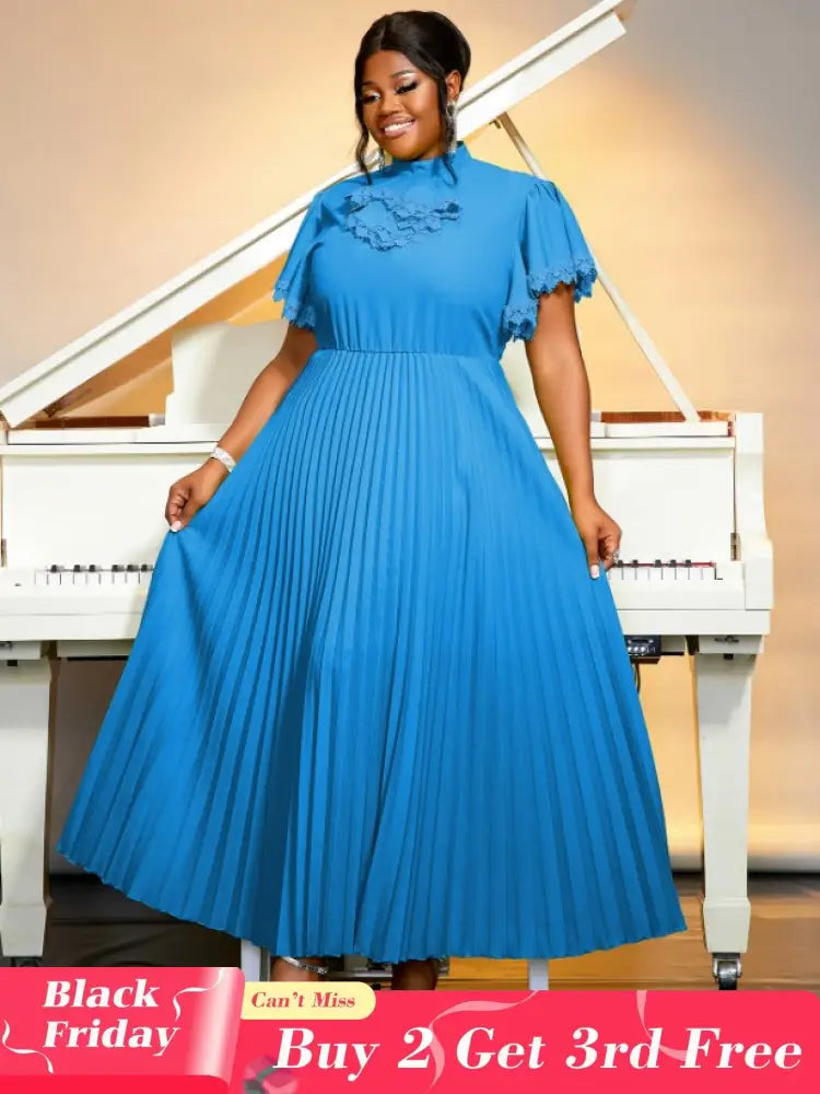 half high collar pleated dresses for women